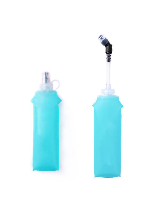 Super Soft Water Bottle Running Outdoor Sports Foldable Fitness Soft Water Bag Soft Water Bottle Water Bottle-Color:Blue-Capacity:250ml+straw  - Image 3
