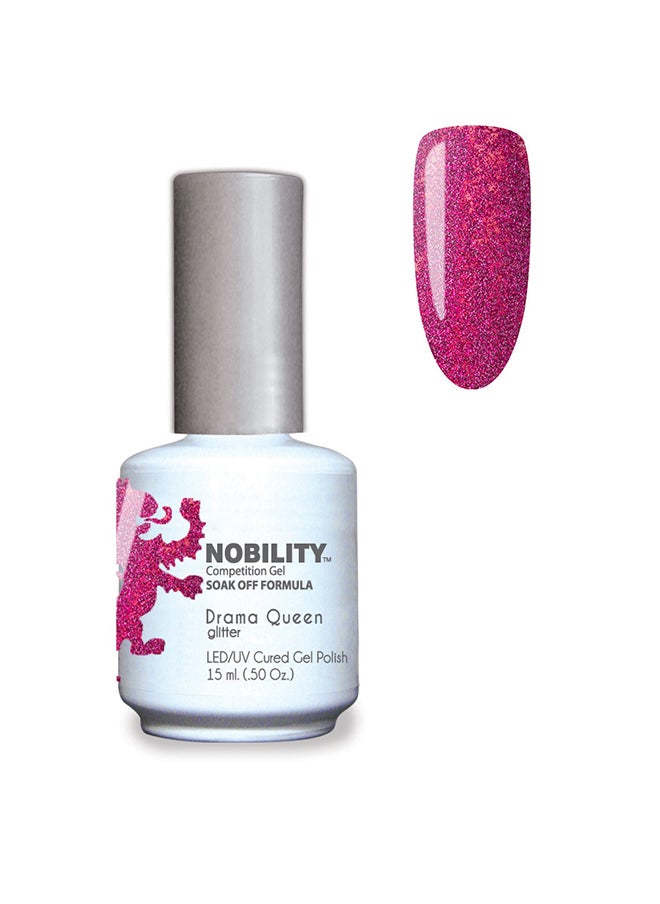 Lechat Nobility Soak Off Drama Queen UV Led Cured Nail Polish Color Raspberry Glitter 15 ml Nbgp185 
