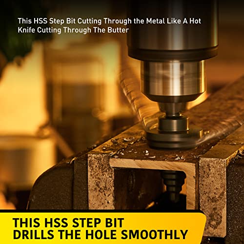 Anfrere 10 Sizes Step Drill Bit for Metal Sheet, 1/4 to 1-3/8 Inches High Speed Steel Drill Cone Bits for Hole Drilling Cutting, HSS Multi Size Hole Stepped Up Unibit - Image 2