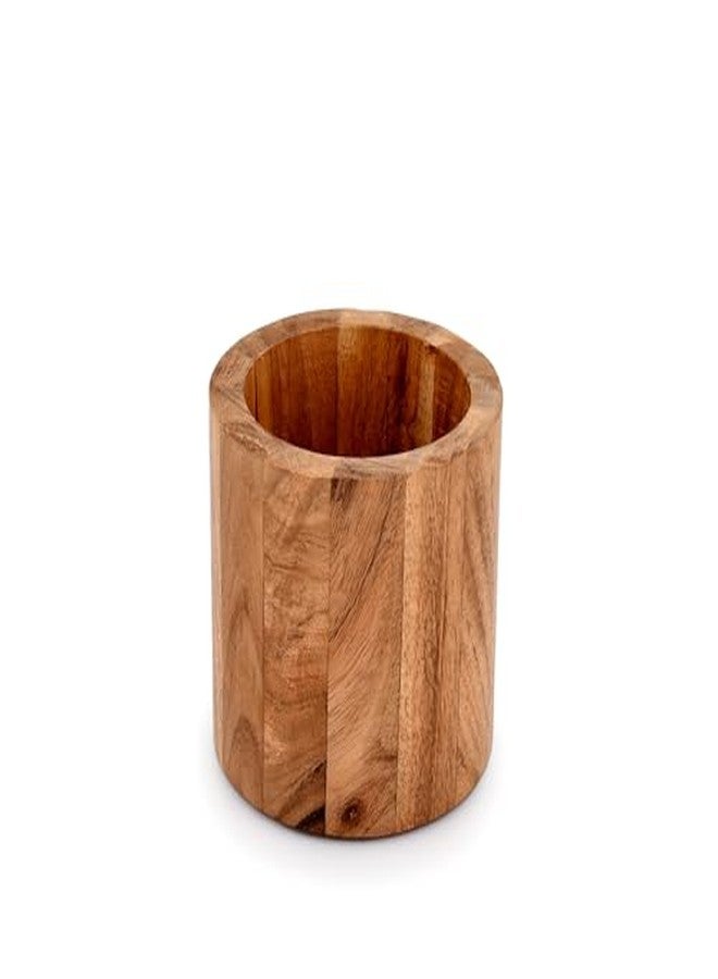 Mahasu Utensil Holder Acacia Wooden Utensil Holder for Kitchen Counter Flatware and Spatula Storage Organizer, for Countertop, Pantry and Bathroom (4" X 4" X 4") - Image 3