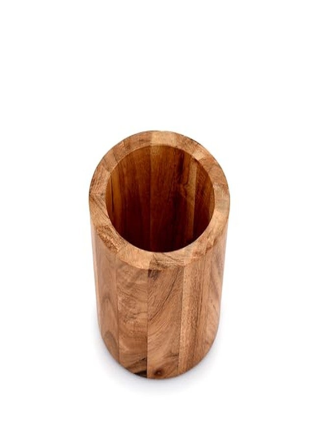 Mahasu Utensil Holder Acacia Wooden Utensil Holder for Kitchen Counter Flatware and Spatula Storage Organizer, for Countertop, Pantry and Bathroom (4" X 4" X 4") - Image 4