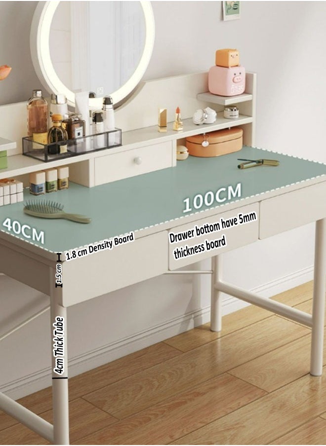 NKX - Modern White Vanity Desk with LED Mirror Storage Shelves and Silent Drawers 100cm - Image 1