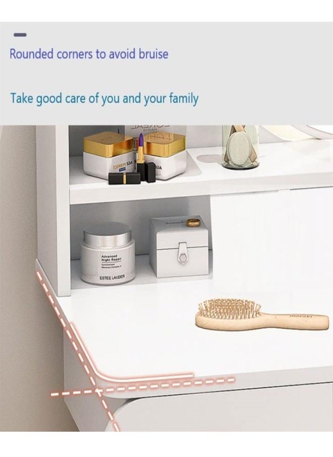 NKX - Modern White Vanity Desk with LED Mirror Storage Shelves and Silent Drawers 100cm - Image 1