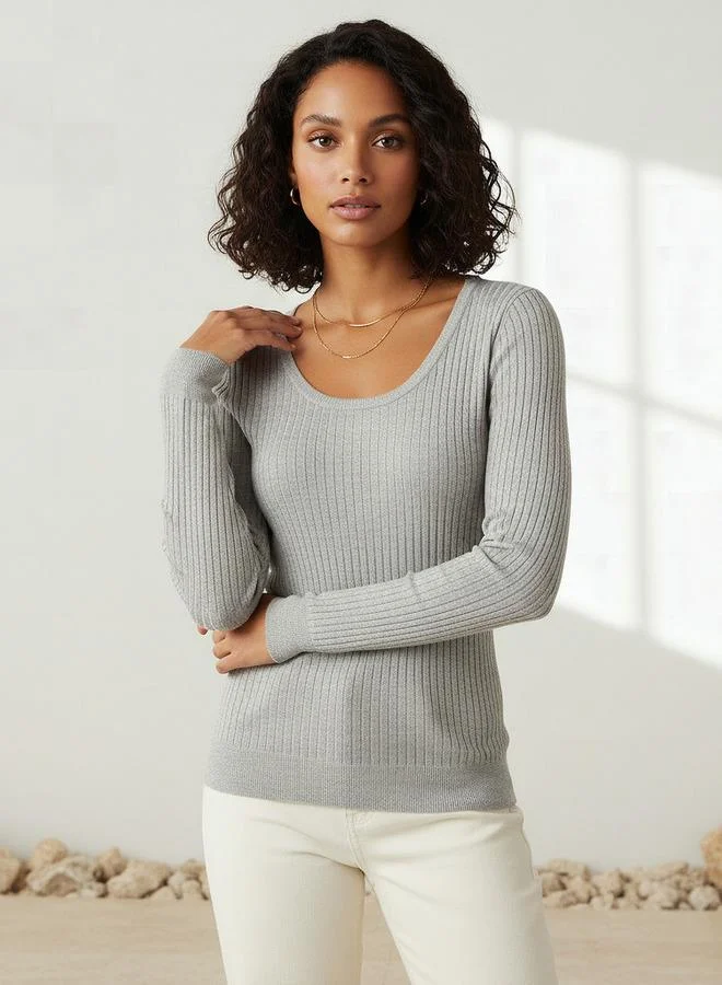 2Xtremz 2Xtremz Slim Fit Textured Round Neck Tricot Sweater