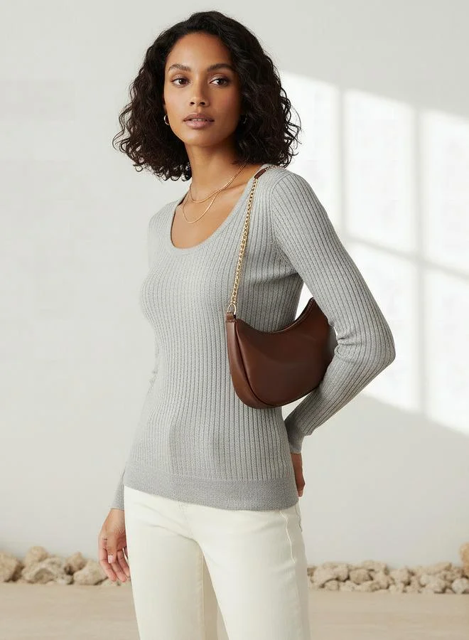 2Xtremz 2Xtremz Slim Fit Textured Round Neck Tricot Sweater