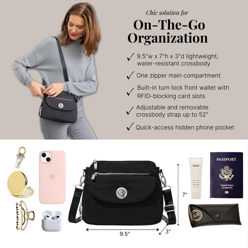 Baggallini Womens Calais Crossbody Bag, Black - Image 5