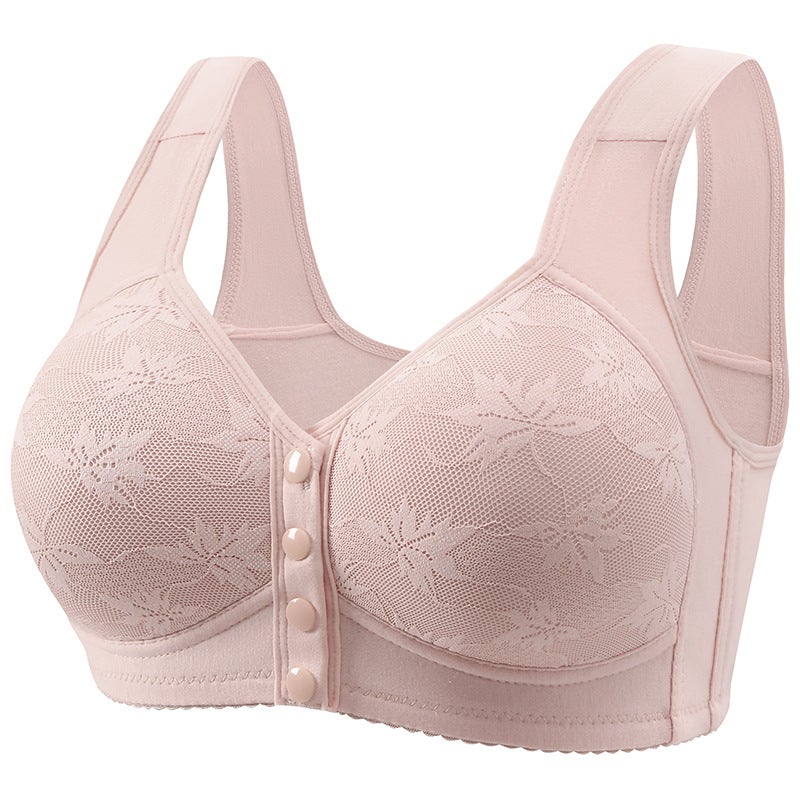 Plus Size Front-Closure Cotton Bra for Elderly milk ash  - Image 1