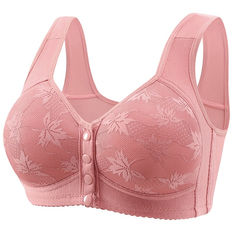 Plus Size Front-Closure Cotton Bra for Elderly milk ash  - Image 3