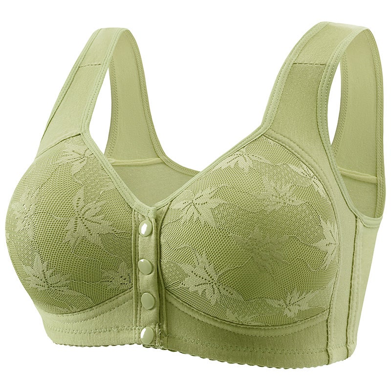 Plus Size Front-Closure Cotton Bra for Elderly milk ash  - Image 5