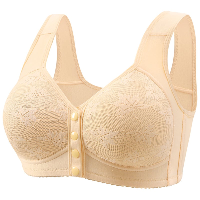 Plus Size Front-Closure Cotton Bra for Elderly milk ash  - Image 4