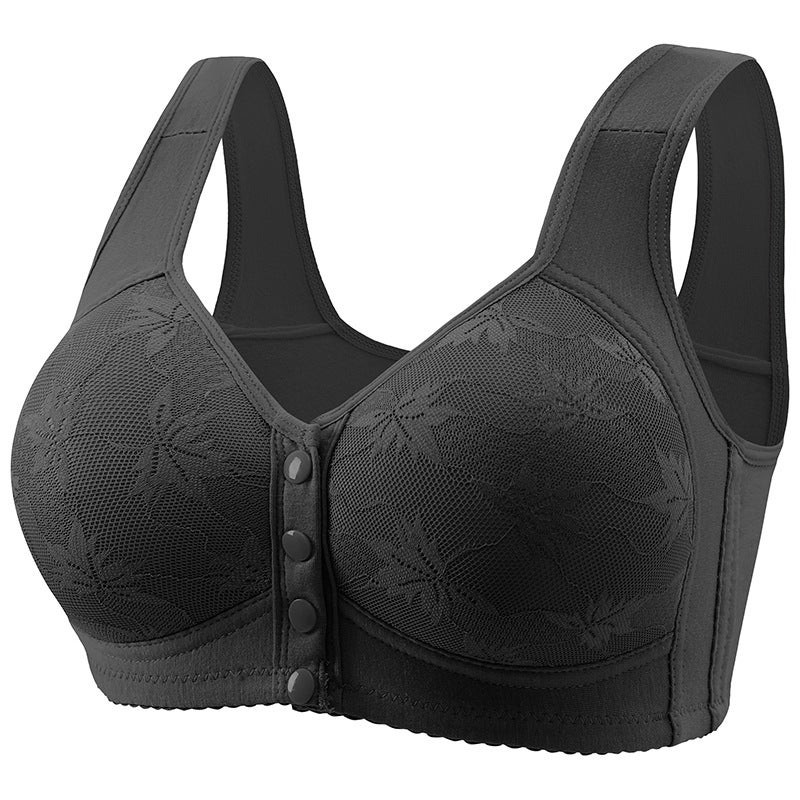 Plus Size Front-Closure Cotton Bra for Elderly milk ash  - Image 2