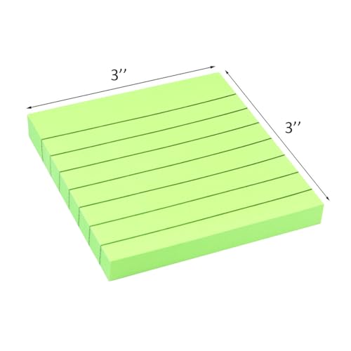 WSPER 9 Pack Lined Sticky Notes 3”x3” Bright Colors Self-Stick Note Pads with Line, 9 Colors Bulk Sticky Memo Pad for School, Office, Meeting - Image 5