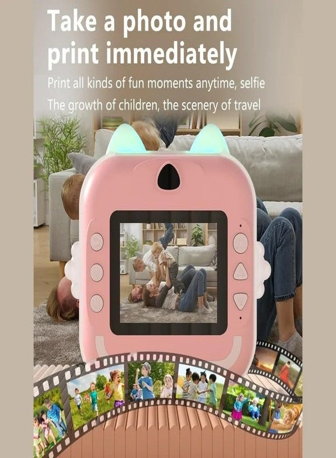 CADDLE & TOES كاميرا الطباعة الفورية للأطفال من كادل آند توز - دقة 1080 بكسل عالية الوضوح، 48 ميجابكسل، بلوتوث، تطبيق مجاني، 3 لفات من ورق الطباعة، ملصقات، فلاتر ممتعة، هدية للأطفال (وردي) - Image 2
