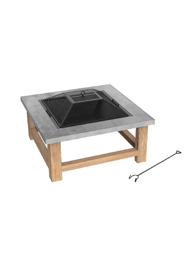 Bali Steel Square Shape Wood Burning Fire Pit with Spark Screen Multicolor 21 x 34 x 34 inch SRFP22107 - Image 4