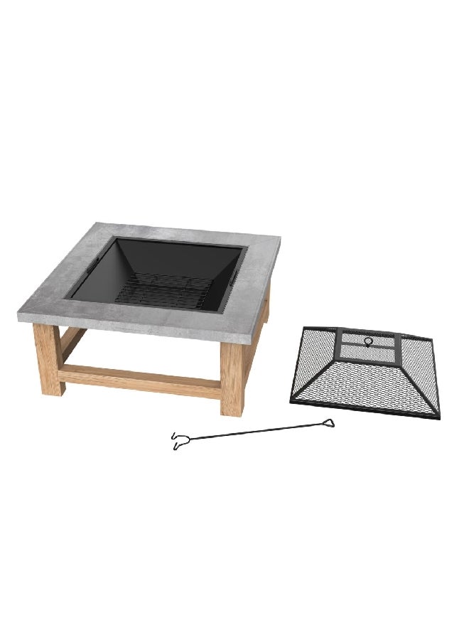 Bali Steel Square Shape Wood Burning Fire Pit with Spark Screen Multicolor 21 x 34 x 34 inch SRFP22107 - Image 2