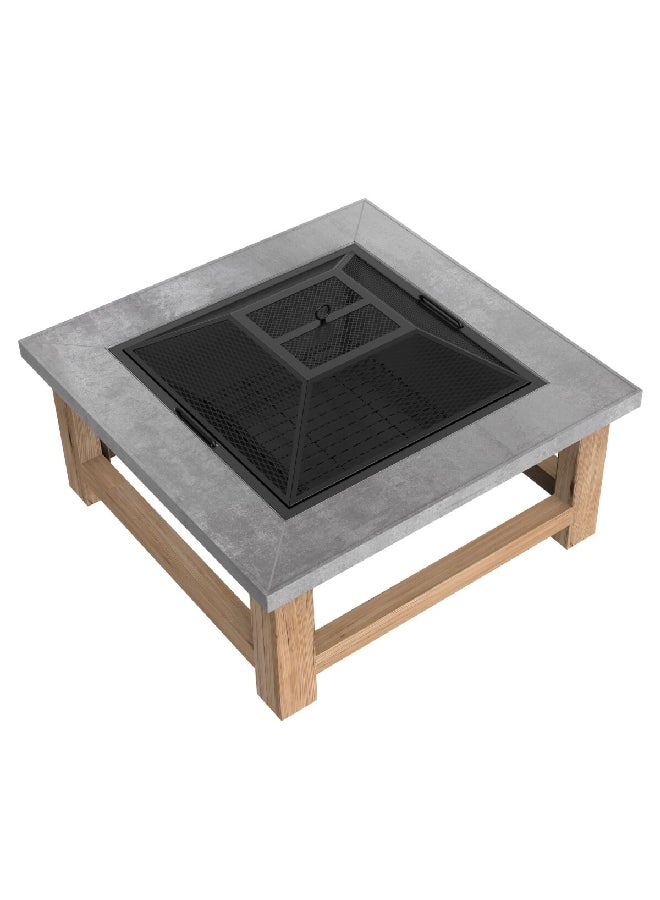 Bali Steel Square Shape Wood Burning Fire Pit with Spark Screen Multicolor 21 x 34 x 34 inch SRFP22107 - Image 3