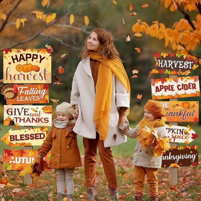 Abilat 20 Pcs Thanksgiving Yard Signs Turkey Pumpkin Yard Outdoor Decorations for Yard Garden Lawn Patio Scarecrow Outdoor Fall Decor - Image 4