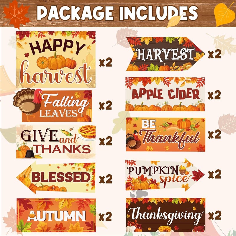 Abilat 20 Pcs Thanksgiving Yard Signs Turkey Pumpkin Yard Outdoor Decorations for Yard Garden Lawn Patio Scarecrow Outdoor Fall Decor - Image 3
