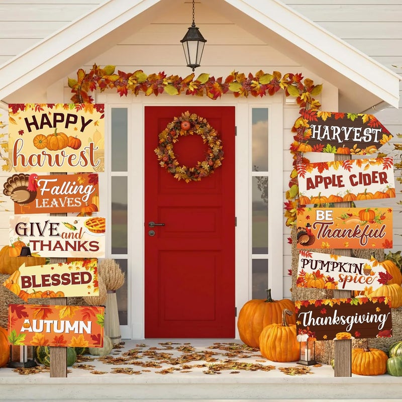 Abilat 20 Pcs Thanksgiving Yard Signs Turkey Pumpkin Yard Outdoor Decorations for Yard Garden Lawn Patio Scarecrow Outdoor Fall Decor - Image 5