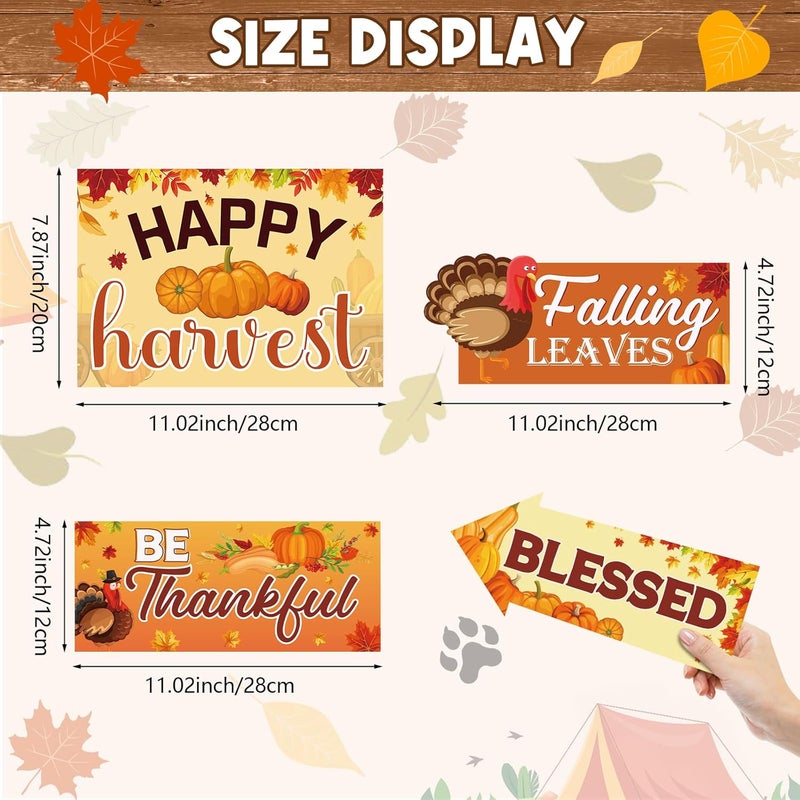Abilat 20 Pcs Thanksgiving Yard Signs Turkey Pumpkin Yard Outdoor Decorations for Yard Garden Lawn Patio Scarecrow Outdoor Fall Decor - Image 2