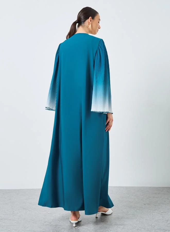 Take Two Take Two Dye Print Bell Sleeve Open Front Abaya