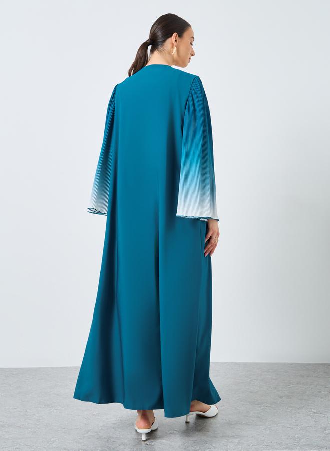 Take Two Dye Print Bell Sleeve Open Front Abaya - Image 5