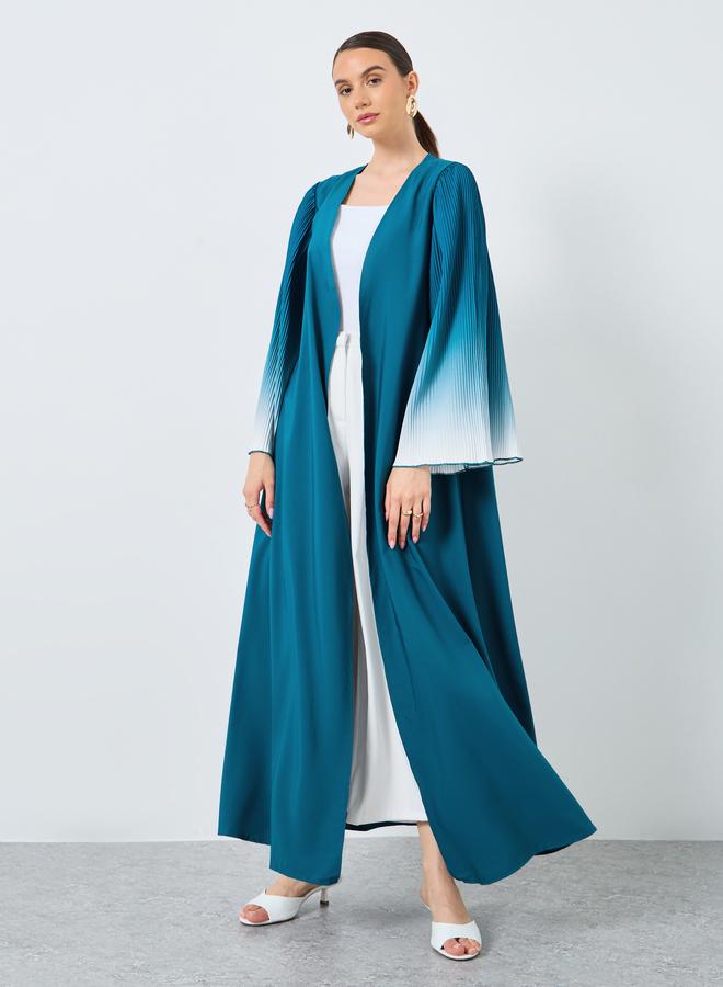Take Two Dye Print Bell Sleeve Open Front Abaya - Image 2