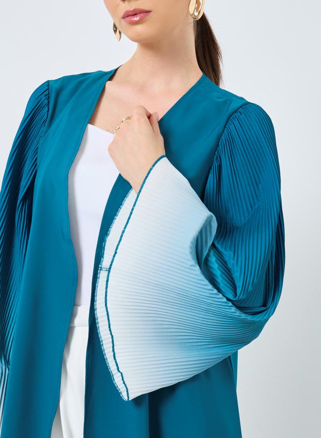 Take Two Dye Print Bell Sleeve Open Front Abaya - Image 4