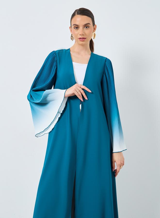Take Two Dye Print Bell Sleeve Open Front Abaya - Image 3