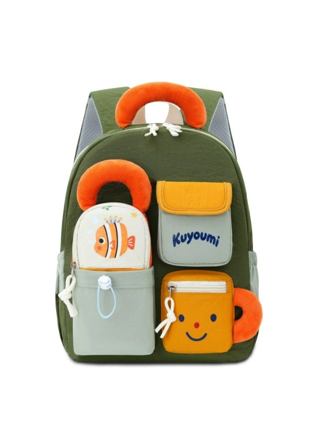 2PCS Cartoon Ocean Fish Kids Kindergarten Backpack Set, Waterproof Lightweight Large Capacity School Bag, Age 3-6 Years - Image 1