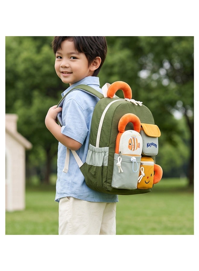 2PCS Cartoon Ocean Fish Kids Kindergarten Backpack Set, Waterproof Lightweight Large Capacity School Bag, Age 3-6 Years - Image 2