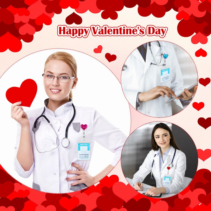 Geyoga 70 Pcs Bling Heart Retractable Badge Reel Valentines Love Shape Clip Holder for Nurses Women Cute Colorful ID Name Badge Reel with Alligator for Teachers Office Party Favors Gifts - Image 5