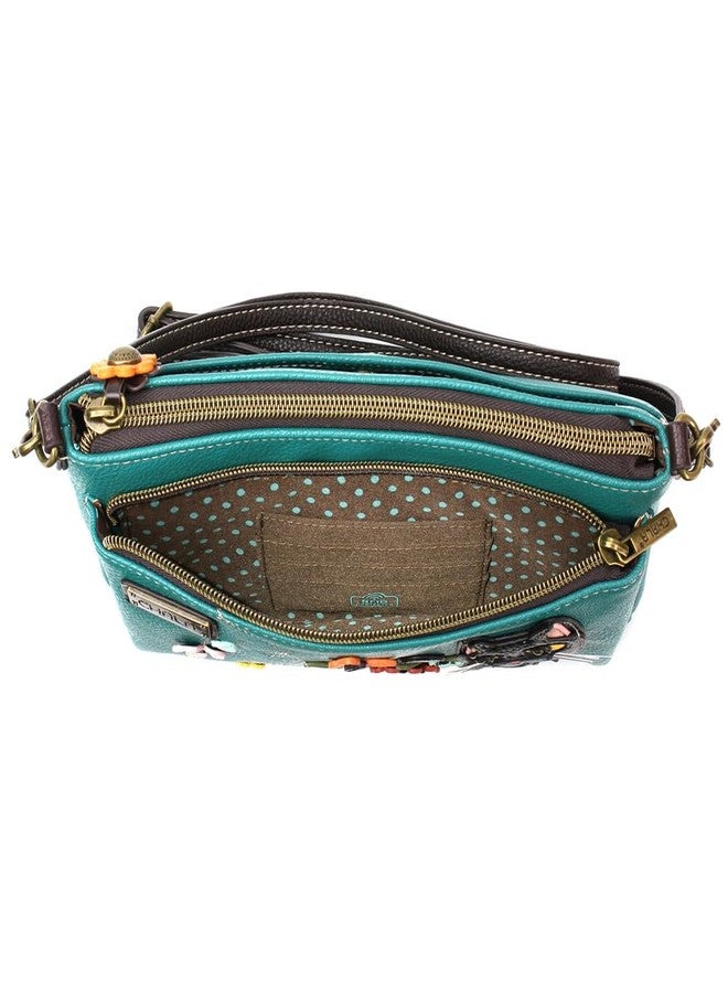 CHALA RFID Protected Vegan Leather Deluxe Crossbody Bag with Adjustable Straps - Cardinal - blue - Image 4