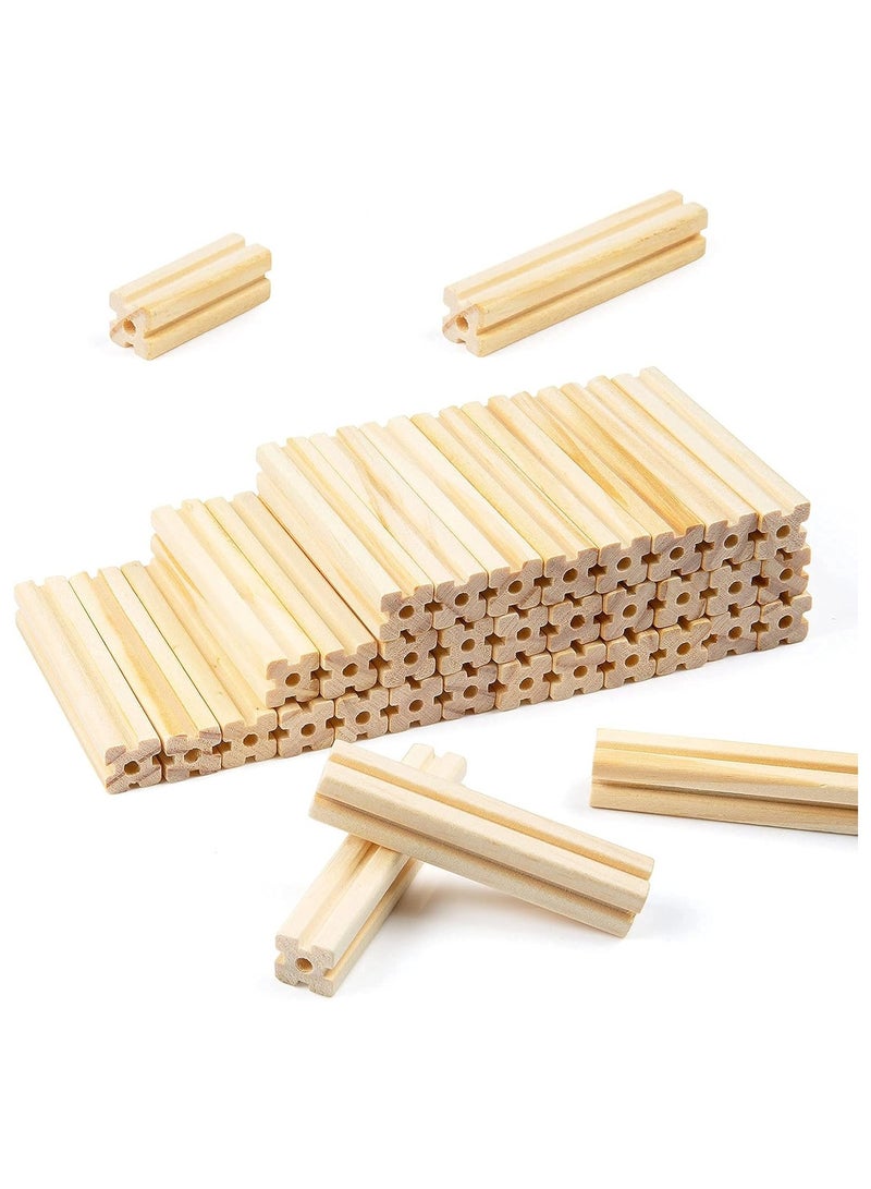 Loquat Wooden Construction Bricks, Building Blocks Set，Variety of Shapes House Model Game Castle and Farm Building Set, Castle Construction Blocks for Boys and Girls Birthday Party Favors (128PCS) - Image 4