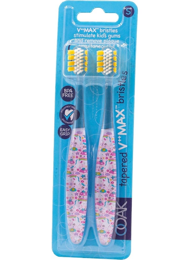 Ooak Kids Toothbrush Tapered Vmax Bristles 2 Pack Unicorns - Image 3