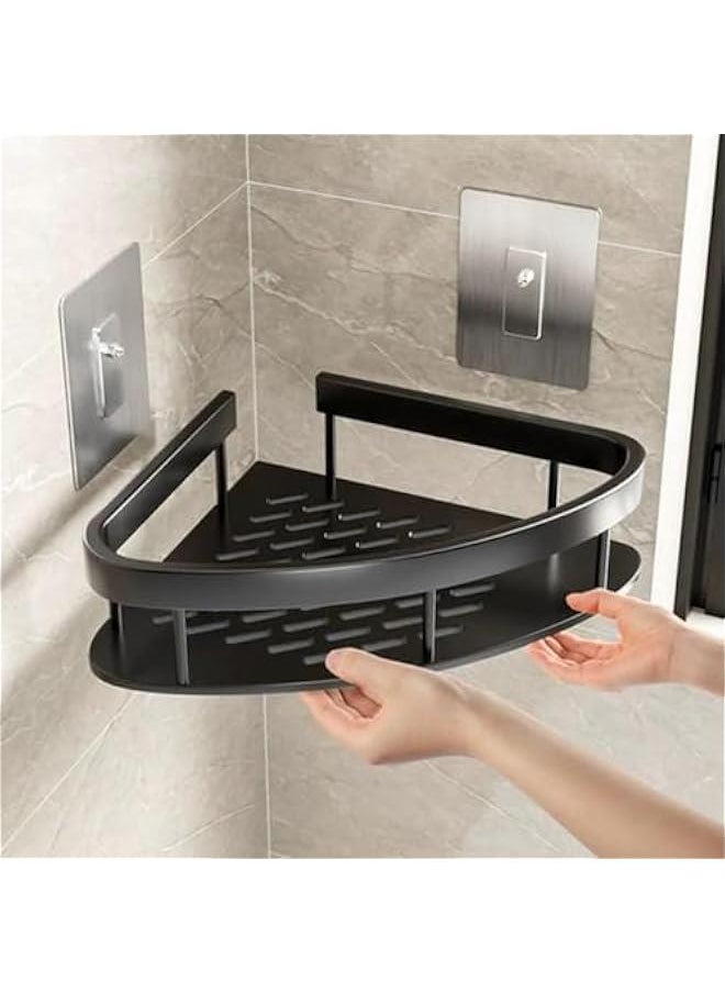 Generic - Bathroom Corner Shelf No Drilling Wall Mount Bathroom Shelf Shampoo Holder Shower Storage Rack, Only for 90-Degree Corner(Black) - Image 1
