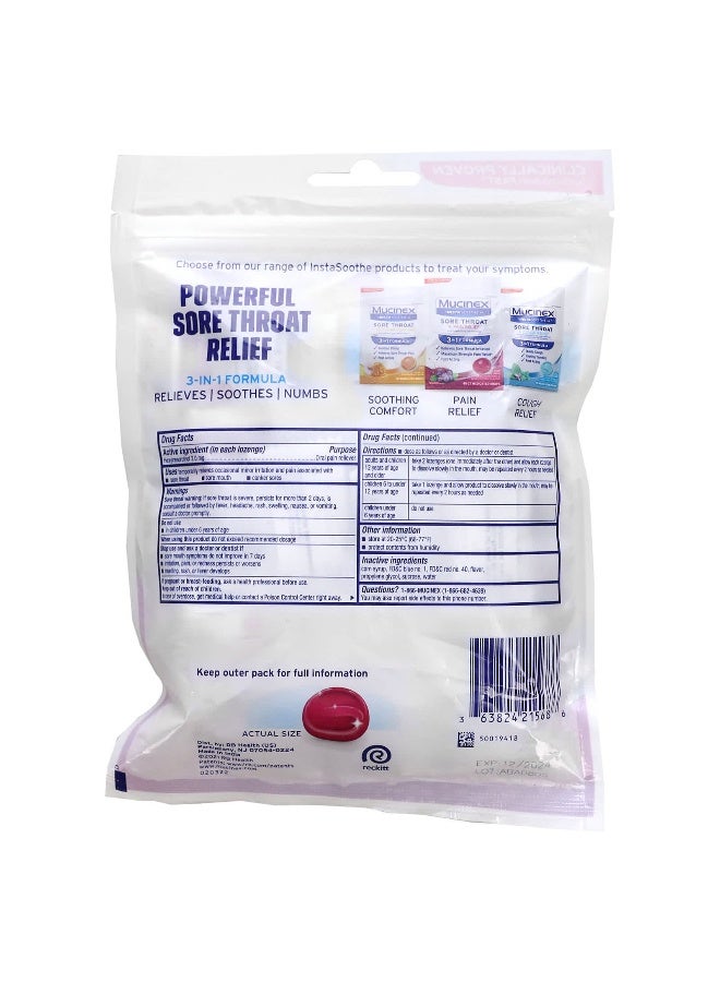 MUCINEX Mucinex, InstaSoothe, Sore Throat + Pain Relief, Elderberry & Wild Cherry, 2 mg, 40 Medicated Drops  - Image 2