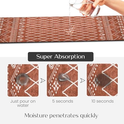 Yellow Weaves– Non-Slip Kitchen Floor Mats, Water Absorbent, Rugs,Standing Rubber Mats for Kitchen, Office, Sink and Laundry Room, Geometric Orange (Pack of 2) - Image 3