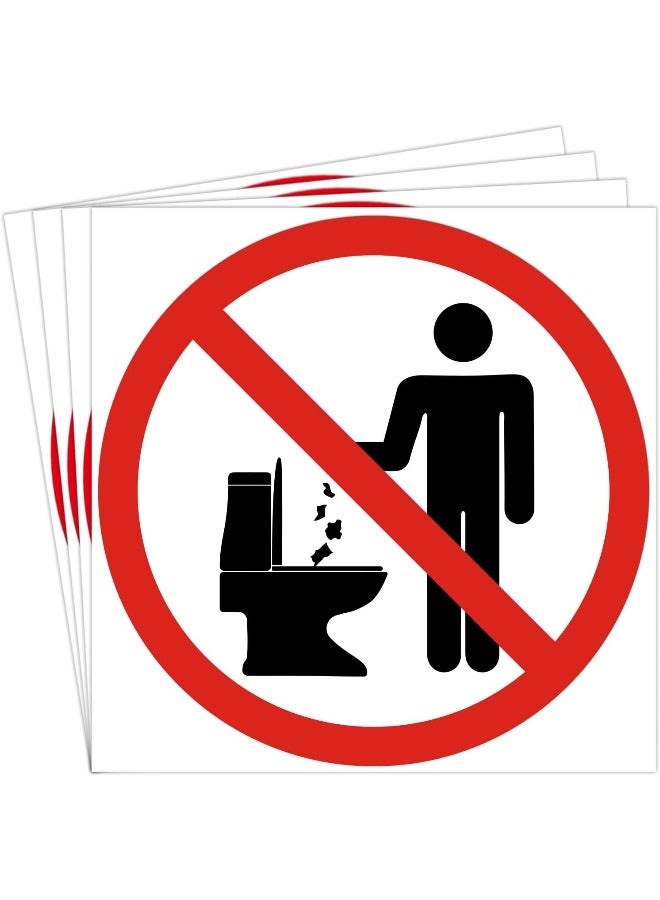 Home Trove - Do Not Litter In Toilet / Do Not Throw Trash In The Toilet Sign - Self Adhesive Peel And Stick Waterproof Vinyl Decal - 3.94 Inches In Diameter | Pack Of 4 Pcs  - Image 1