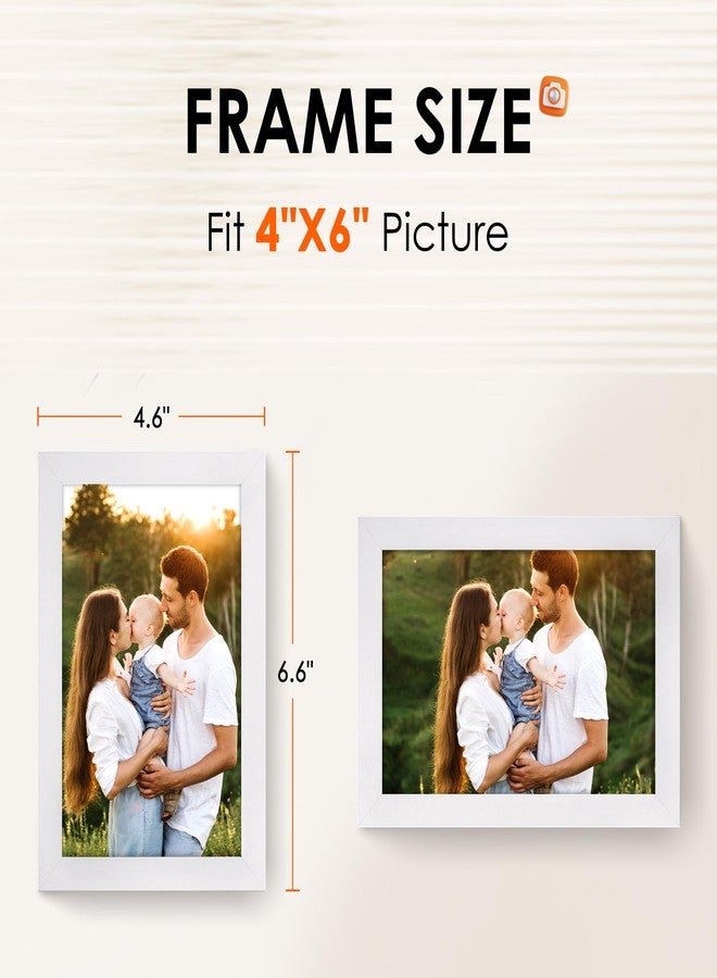 FIXSMITH 4x6 Picture Frame Set of 2, Photo Frame 4x6 with HD Plexiglass, White Picture Frames Collage for Tabletop or Wall Display - Image 2