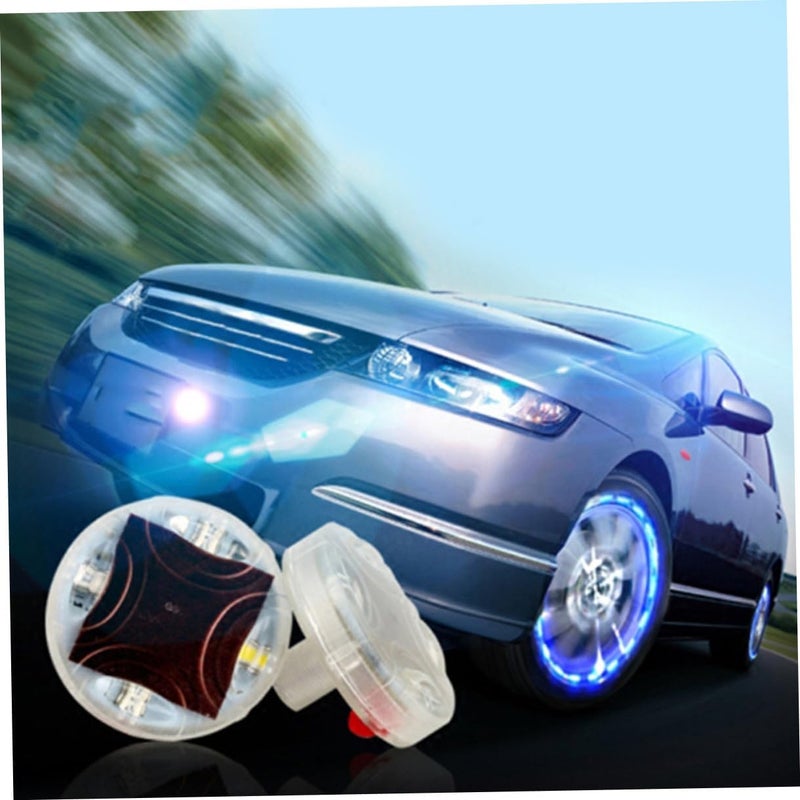Unomor 4 قطع من أضواء عجلات LED الشمسية المقاومة للماء، بألوان زاهية، للسيارات والدراجات النارية، تعمل بالحركة لإضاءة غطاء صمام العجلة. - Image 3