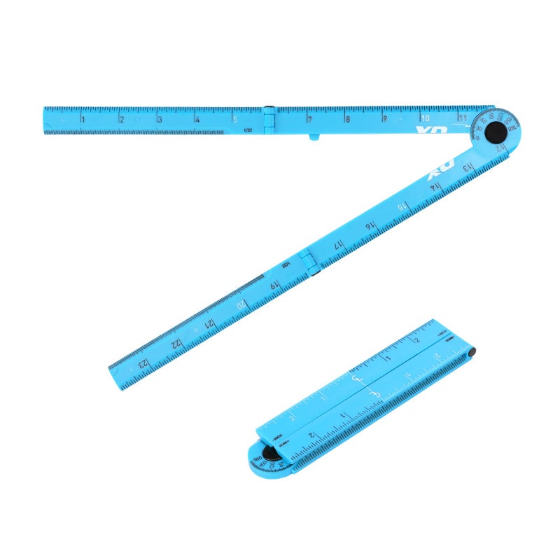 OX Tools Pro 24 Inch Cyan Imperial Tuff Construction Ruler with 3 Quick Measure Sections Easy Angle Finder - Image 2