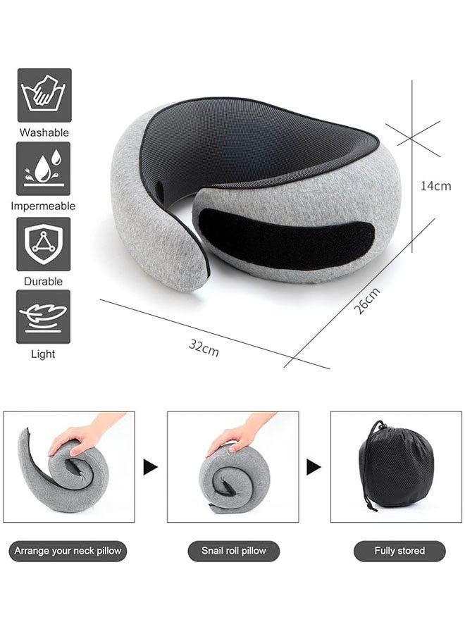 Hanayo Neck Pillow Travel Neck Pillow Practical Ergonomic Travel Pillow Aircraft Memory Foam Neck Pillow for Camping Trips Office Hotel Travel(Grey) - Image 4