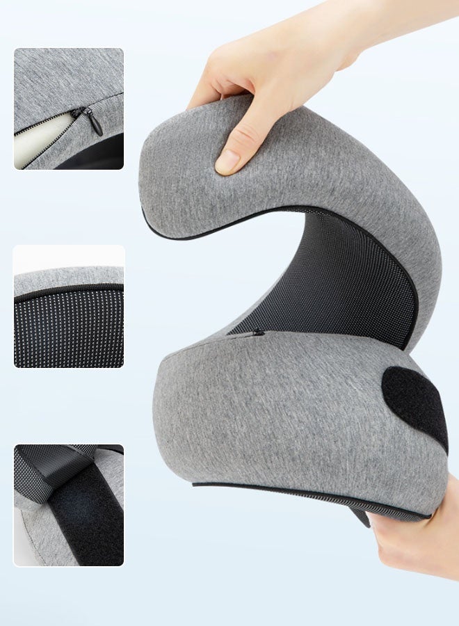 Hanayo Neck Pillow Travel Neck Pillow Practical Ergonomic Travel Pillow Aircraft Memory Foam Neck Pillow for Camping Trips Office Hotel Travel(Grey) - Image 5