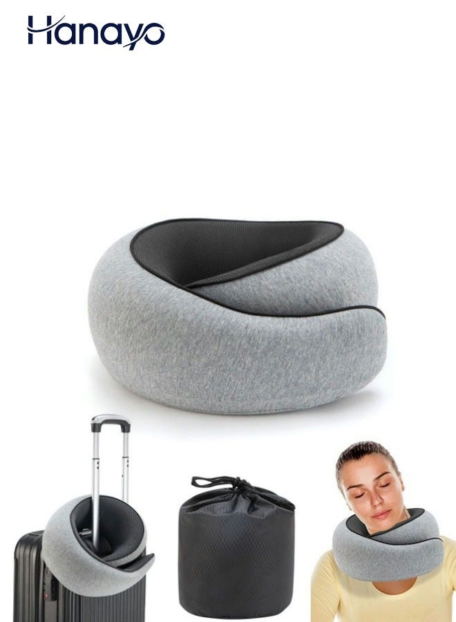 Hanayo Neck Pillow Travel Neck Pillow Practical Ergonomic Travel Pillow Aircraft Memory Foam Neck Pillow for Camping Trips Office Hotel Travel(Grey) - Image 1
