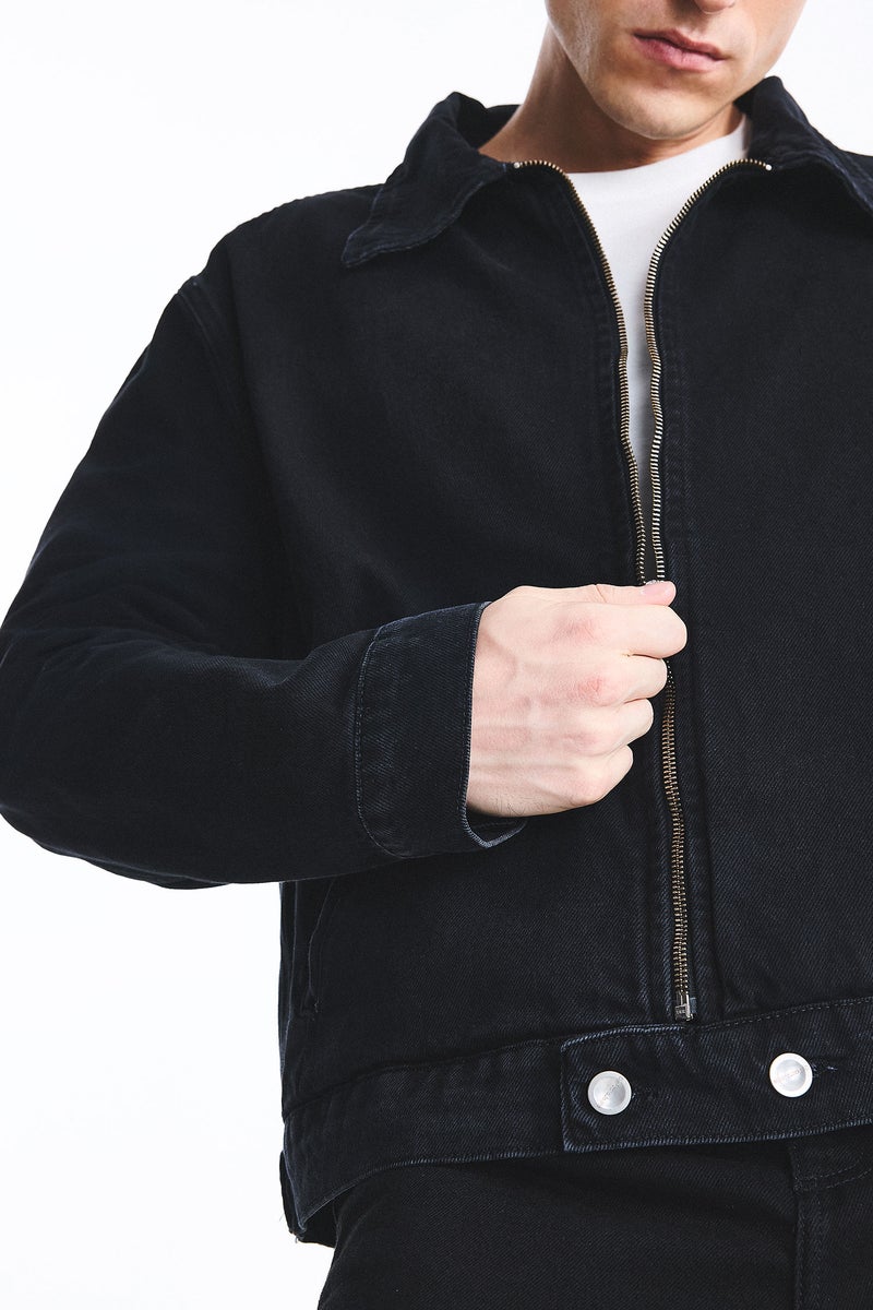 DeFacto Black Man Regular Fit Cotton Jacket Casual - Image 5