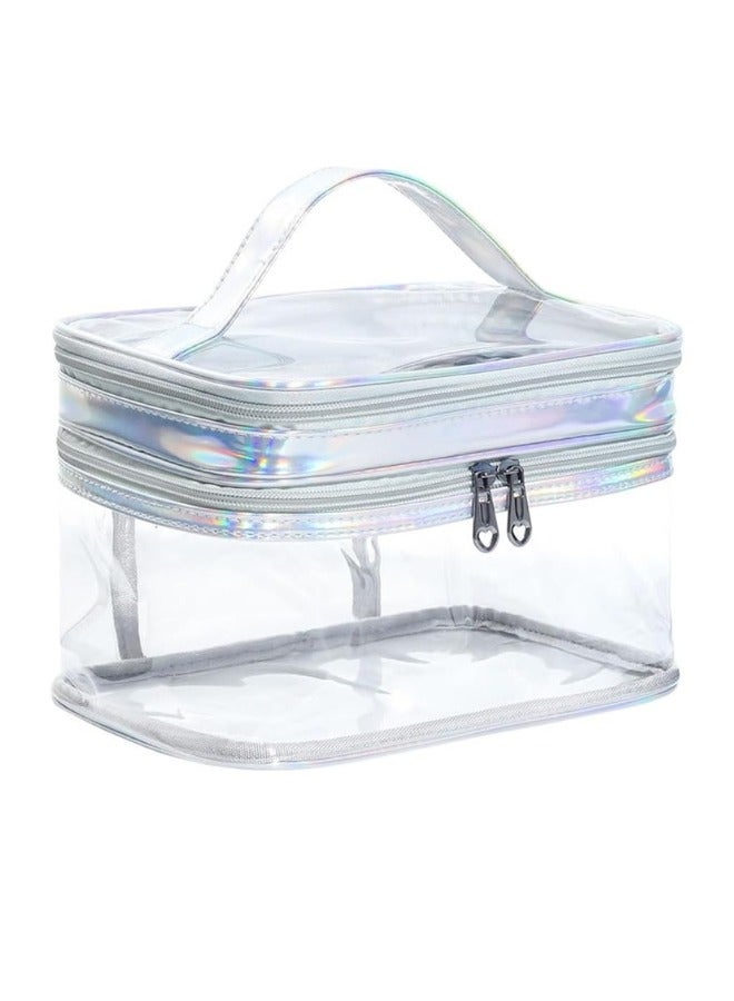 Glowudz Glowudz Large Capacity Double Layer Clear Cosmetic Makeup Bag Waterproof Transparent PVC Travel Cosmetic Make Up Organizer  - Image 2