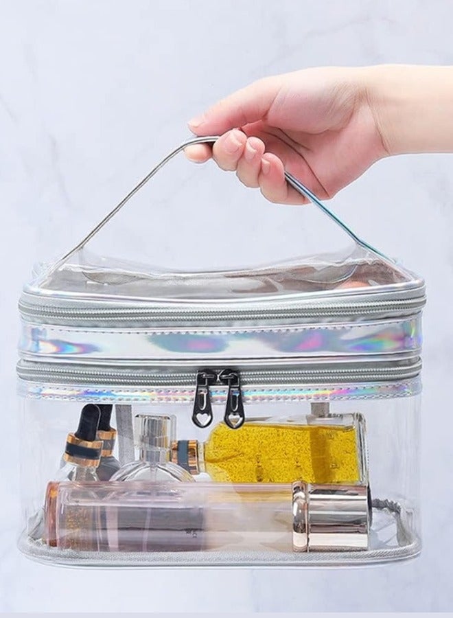Glowudz Glowudz Large Capacity Double Layer Clear Cosmetic Makeup Bag Waterproof Transparent PVC Travel Cosmetic Make Up Organizer  - Image 1