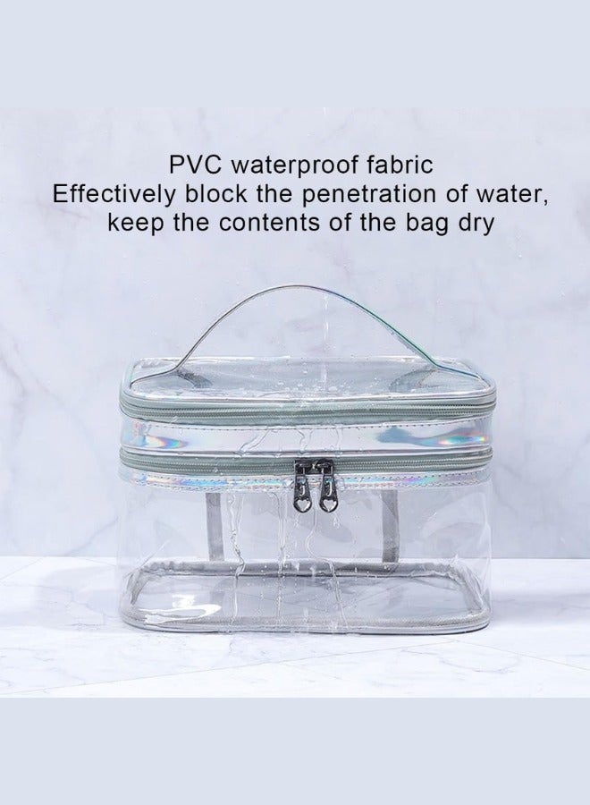 Glowudz Glowudz Large Capacity Double Layer Clear Cosmetic Makeup Bag Waterproof Transparent PVC Travel Cosmetic Make Up Organizer  - Image 5