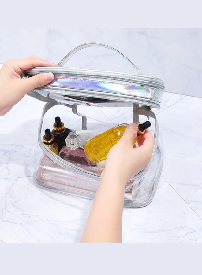 Glowudz Glowudz Large Capacity Double Layer Clear Cosmetic Makeup Bag Waterproof Transparent PVC Travel Cosmetic Make Up Organizer  - Image 3